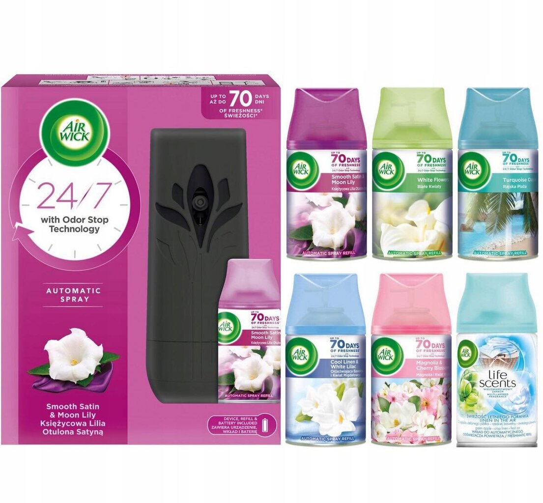 Air Wick Freshmatic Moon Lily komplekt + 7 asenduspadrunit hind ja info | Õhuvärskendajad | kaup24.ee