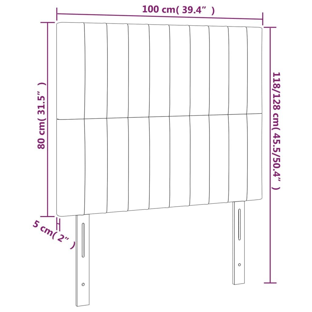 vidaXL voodipeatsid 2 tk, tumehall, 100x5x78/88 cm, samet цена и информация | Voodid | kaup24.ee