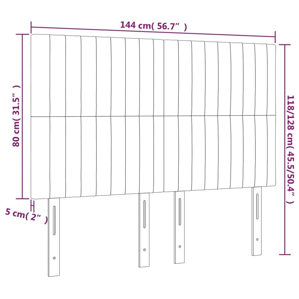 vidaXL voodipeatsid 4 tk, tumehall, 72x5x78/88 cm, kangas hind ja info | Voodid | kaup24.ee