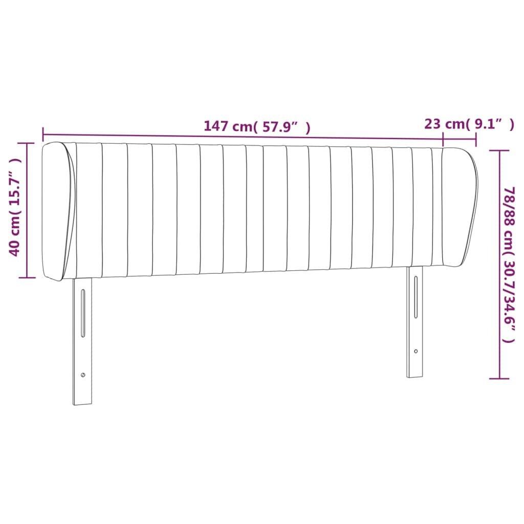 vidaXL voodipeats servadega, must, 147x23x78/88 cm, samet hind ja info | Voodid | kaup24.ee