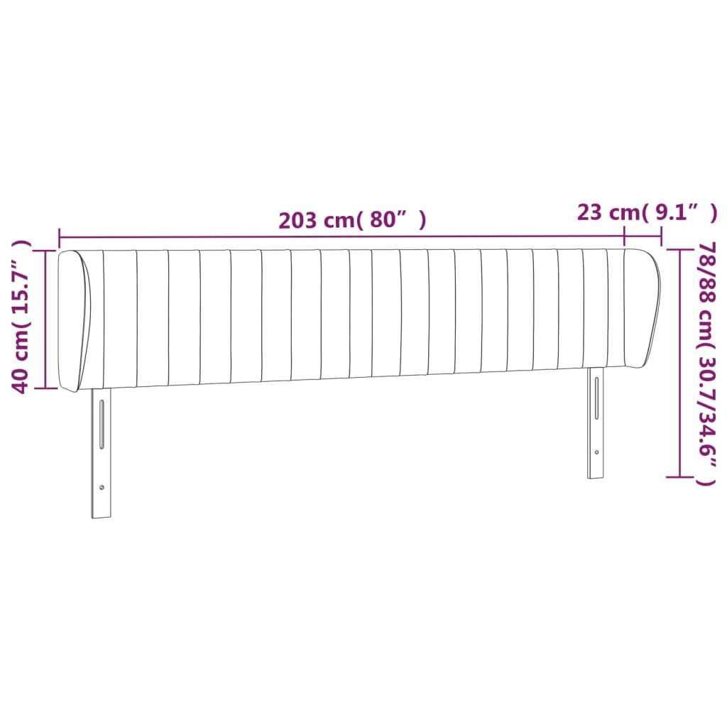 vidaXL voodipeats servadega, must, 203x23x78/88 cm, samet цена и информация | Voodid | kaup24.ee