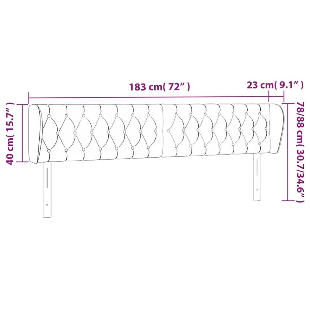 vidaXL voodipeats servadega, tumeroheline, 183x23x78/88 cm, samet hind ja info | Voodid | kaup24.ee