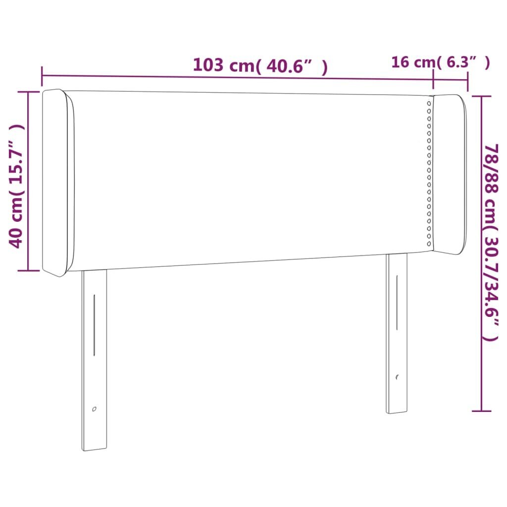 vidaXL voodipeats servadega, hall, 103x16x78/88 cm, kunstnahk hind ja info | Voodid | kaup24.ee