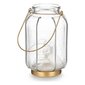LED-latern Triibud Kuldne Läbipaistev Klaas (13,5 x 22 x 13,5 cm) hind ja info | Küünlad, küünlajalad | kaup24.ee