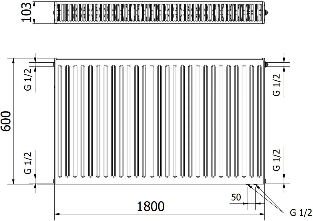 Radiaator Mexen CV22, 600 x 1800 mm, 2975 W, alumine ühendus hind ja info | Keskkütteradiaatorid, konvektorid | kaup24.ee