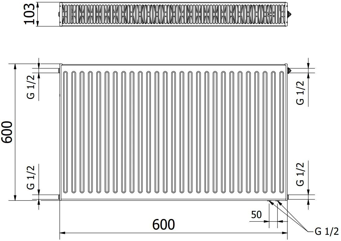 Radiaator Mexen CV22, 600 x 600 mm, 992 W, alumine ühendus hind ja info | Keskkütteradiaatorid, konvektorid | kaup24.ee