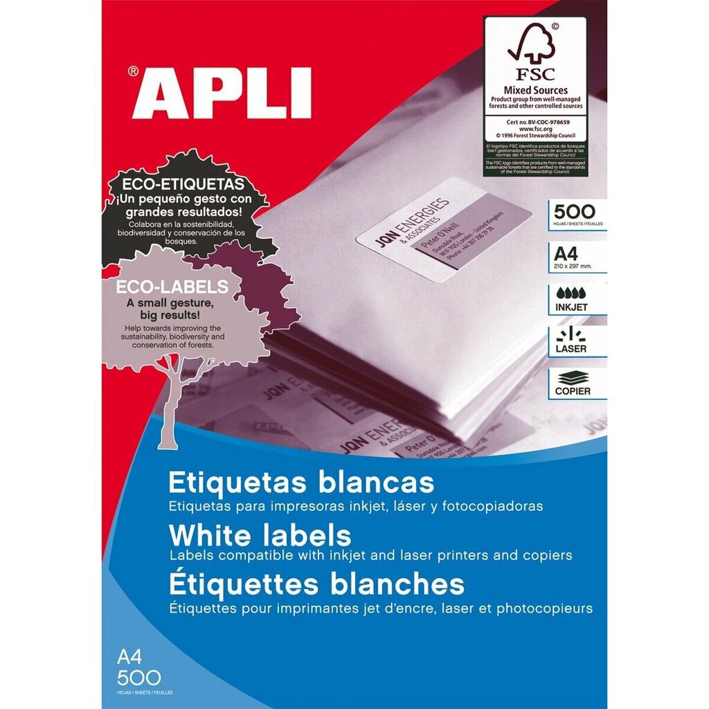 Sildiprinter Apli 105 x 48 mm 500 Lehed A4 hind ja info | Printerid | kaup24.ee