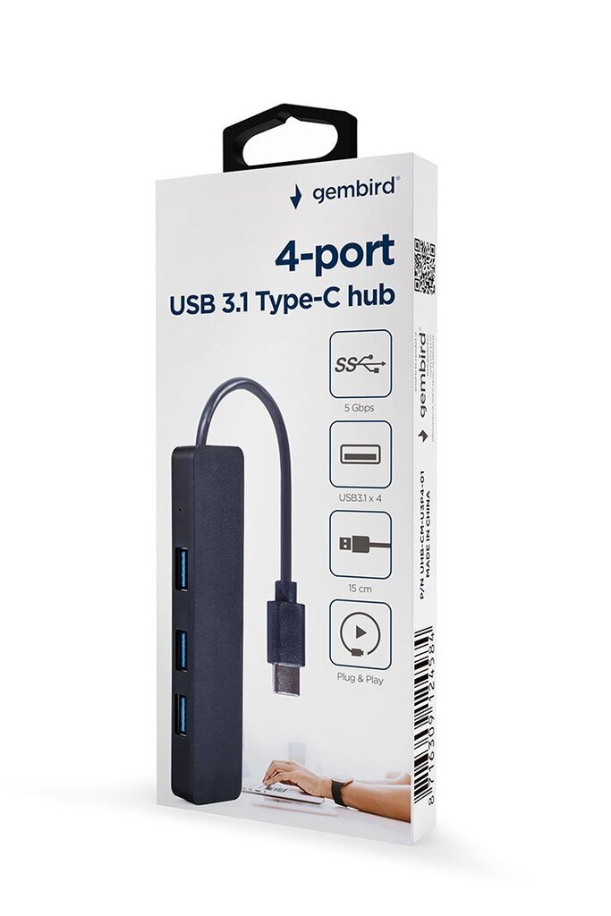 Adapter Gembird UHB-CM-U3P4-01, USB 3.1 (Gen 1), Type-C hind ja info | USB jagajad, adapterid | kaup24.ee