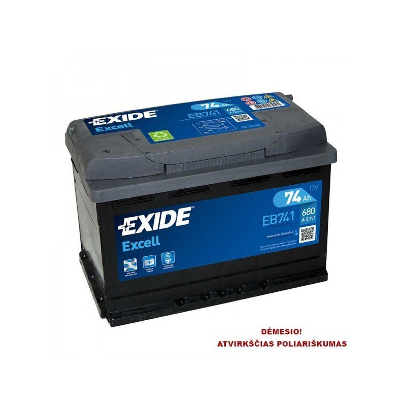 Aku Exide Excell EB741 74Ah 680A (+ vasak) hind ja info | Akud | kaup24.ee