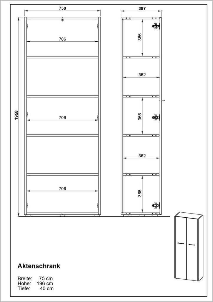 Kontorikapp 4263, valge hind ja info | Kapid | kaup24.ee