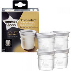 Контейнеры для хранения молока Tommee Tippee 4шт. 42301071 цена и информация | Детская посуда, контейнеры для молока и еды | kaup24.ee