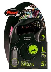 Flexi automaatne rihm New Comfort Cord L, must/roosa, 5 m hind ja info | Koerte jalutusrihmad | kaup24.ee