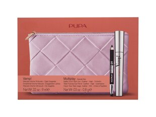 Набор для макияжа Pupa 100 Extra Black: тушь, придающая объем + подводка + косметичка розовая цена и информация | Тушь, средства для роста ресниц, тени для век, карандаши для глаз | kaup24.ee