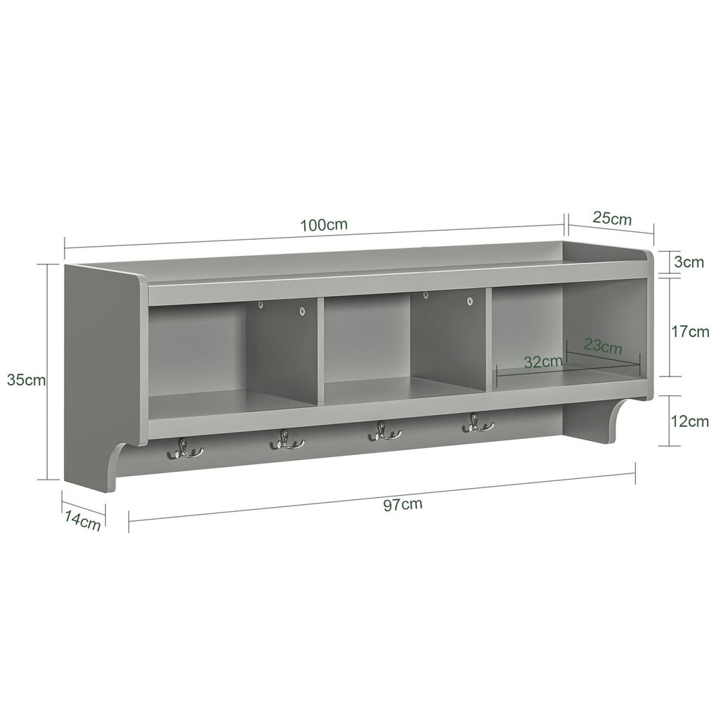 Riiul SoBuy FHK28-HG, hall hind ja info | Riiulid | kaup24.ee