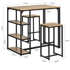 Комплект кухонной мебели из 3-х предметов SoBuy OGT43-F, коричневый цвет цена и информация | Комплекты мебели для столовой | kaup24.ee