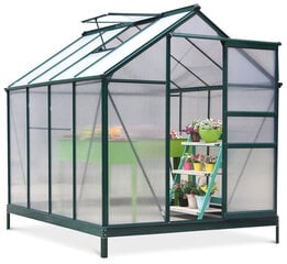 Polükarbonaadist kasvuhoone 190x252 cm, tumerohelist värvi raam hind ja info | Kasvuhooned | kaup24.ee
