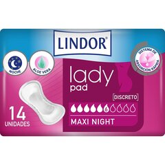 Uriinipidamatuse hügieeniside Lindor Lady Pad Maxi Öö 14 Ühikut hind ja info | Tampoonid, hügieenisidemed, menstruaalanumad | kaup24.ee