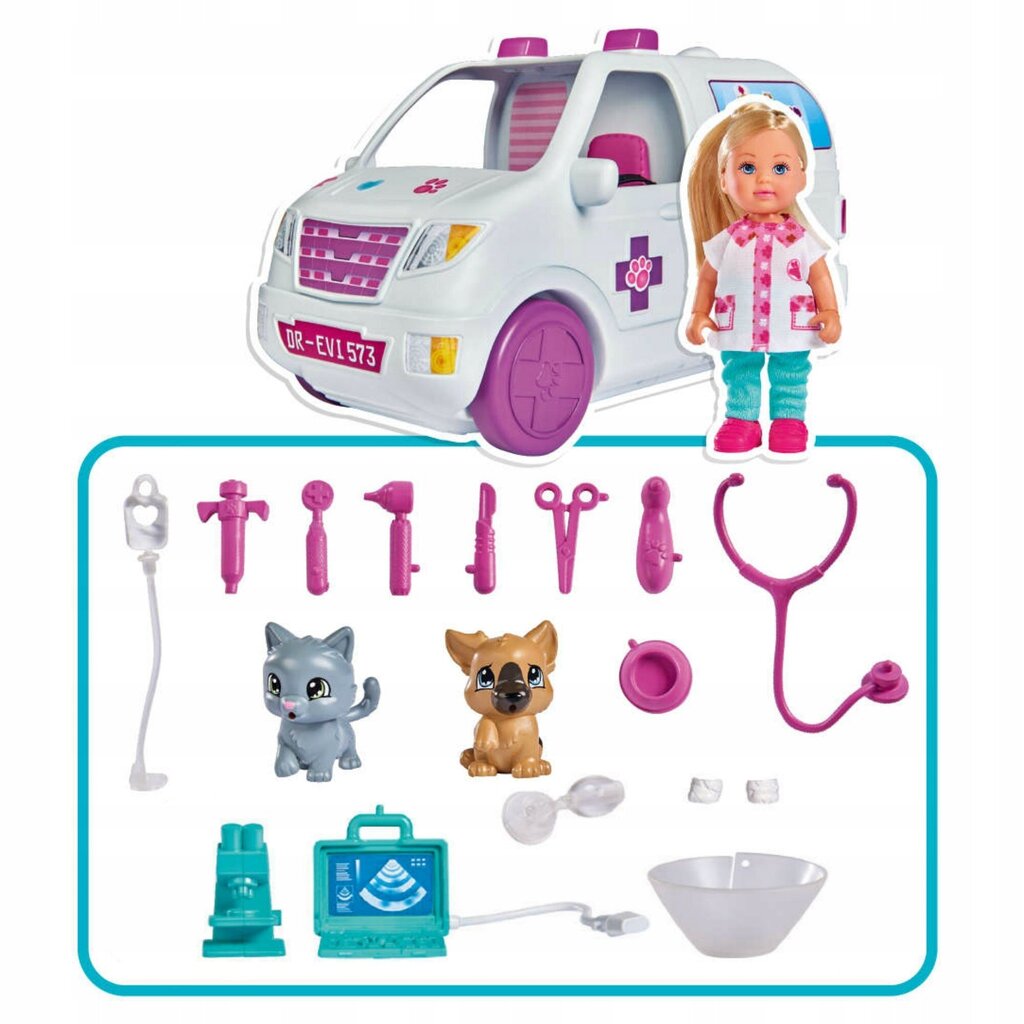Simba Doll Doctor Evi Kiirabi 2in1 цена и информация | Tüdrukute mänguasjad | kaup24.ee
