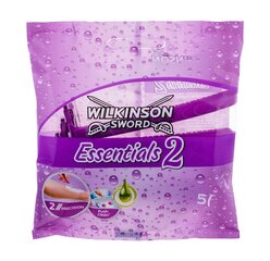 Ühekordsed raseerijad naistele Wilkinson Sword Essentials 2, 5 tk hind ja info | Raseerimisvahendid | kaup24.ee