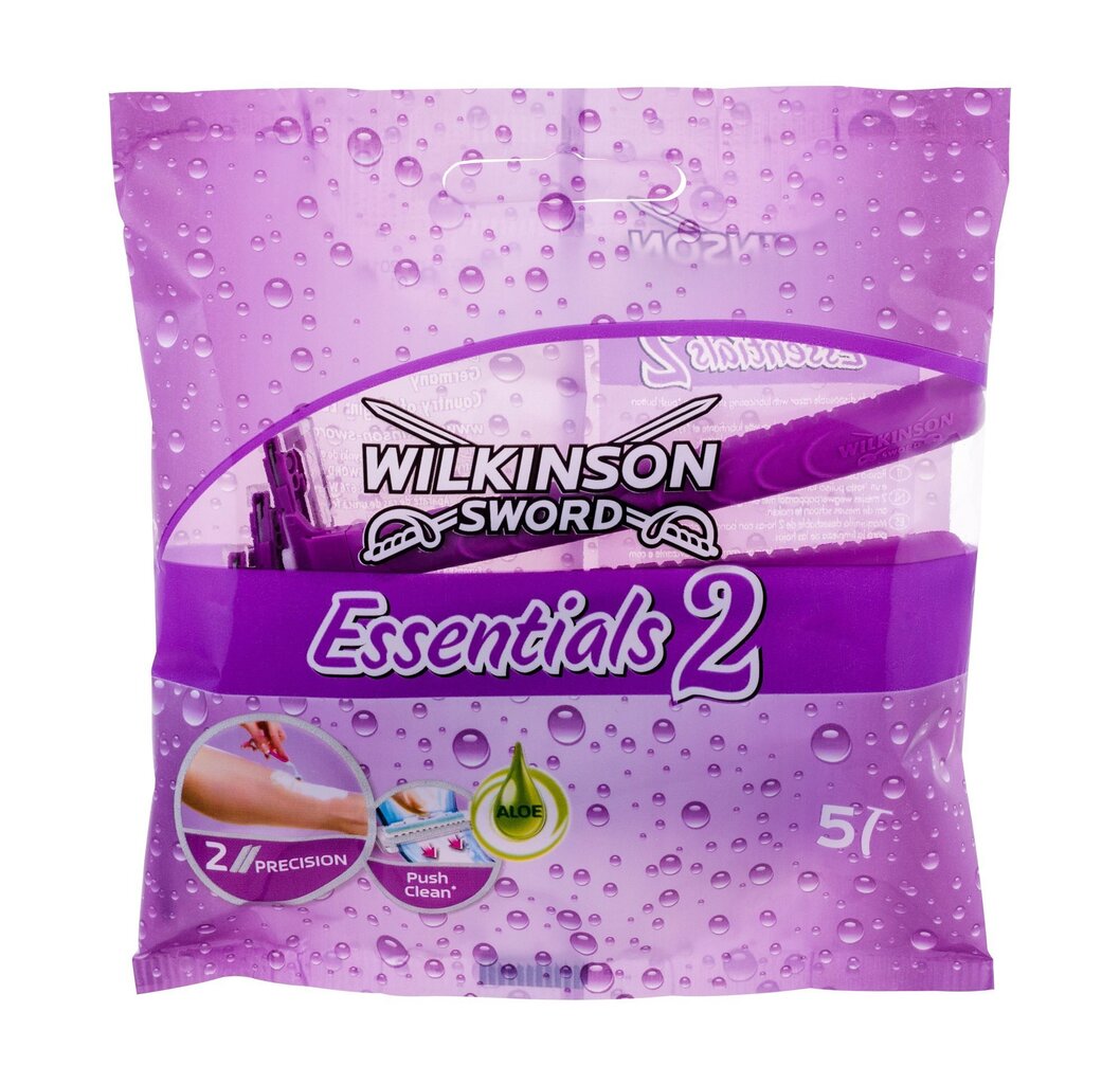 Ühekordsed raseerijad naistele Wilkinson Sword Essentials 2, 5 tk hind ja info | Raseerimisvahendid | kaup24.ee