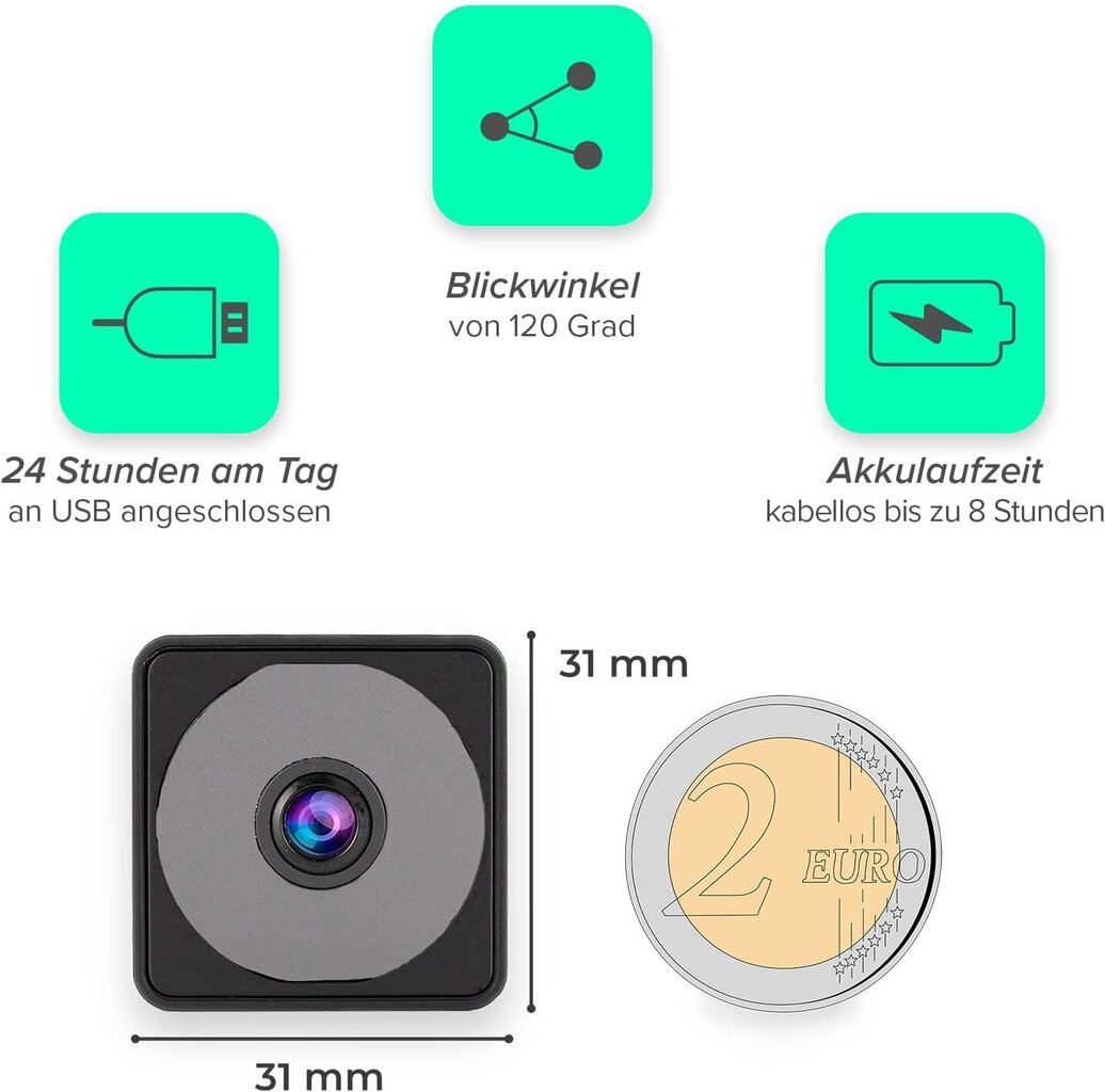 Turvakaamera + 32 GB micro SD kaart цена и информация | Valvekaamerad | kaup24.ee