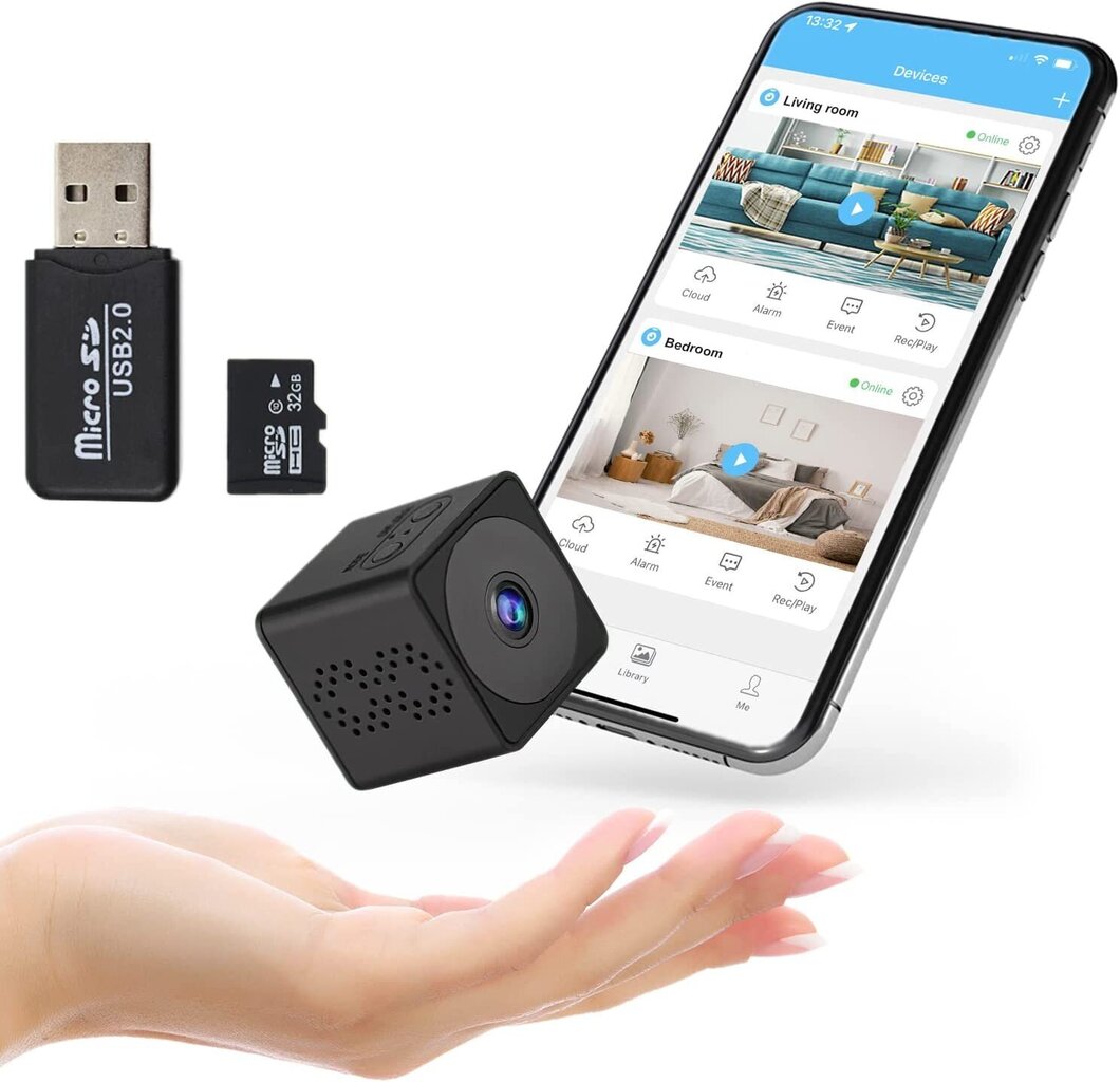 Turvakaamera + 32 GB micro SD kaart hind ja info | Valvekaamerad | kaup24.ee
