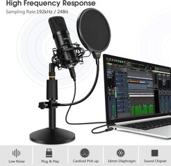 Yotto USB -микрофон 192 кГц / 24 -битный конденсатор PC Microphone Microphone Professional Prodian Microphone Microphone для радио, записи, YouTube, подкастов и многого другого с защитой от поп -музыки, подставки для микрофона, ударого крепления цена и информация | Микрофоны | kaup24.ee