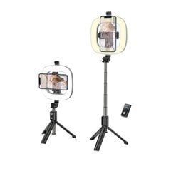 Rõngaslamp - monopod Hoco LV03 Plus bluetooth puldiga must hind ja info | Selfie sticks | kaup24.ee