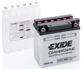 Exide motoaku 12V 9Ah 12N9-3B 135x75x139-+ hind ja info | Mootorrataste akud | kaup24.ee