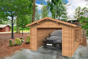 Garaaž Roger 19 m² ilma autoväravata pruuni puidukaitsega hind ja info | Kuurid ja aiamajad | kaup24.ee