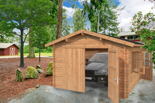 Garaaž Roger 19,0 m² puidust autoväravaga pruuni puidukaitsega hind ja info | Kuurid ja aiamajad | kaup24.ee