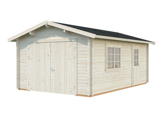 Garaaž Roger 19,0 m² puidust autoväravaga valkja puidukaitsega hind ja info | Kuurid ja aiamajad | kaup24.ee