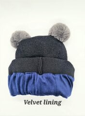 Laste kootud talvemüts fliisvoodriga, must цена и информация | Шапки, перчатки, шарфы для мальчиков | kaup24.ee