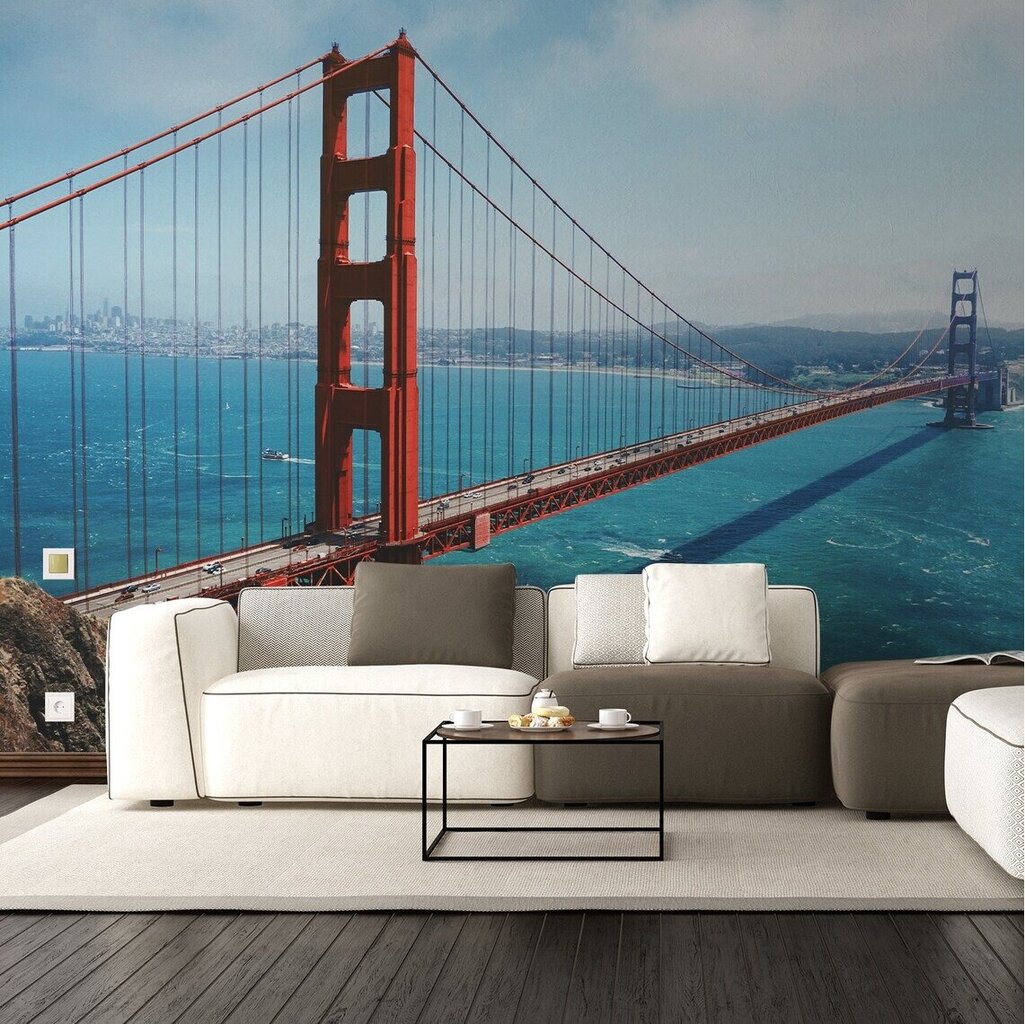 Taustapildi silla kuldvärav, ilusa maastikuga San Francisco, sisekujundus - 390 x 280 cm цена и информация | Seinakleebised | kaup24.ee