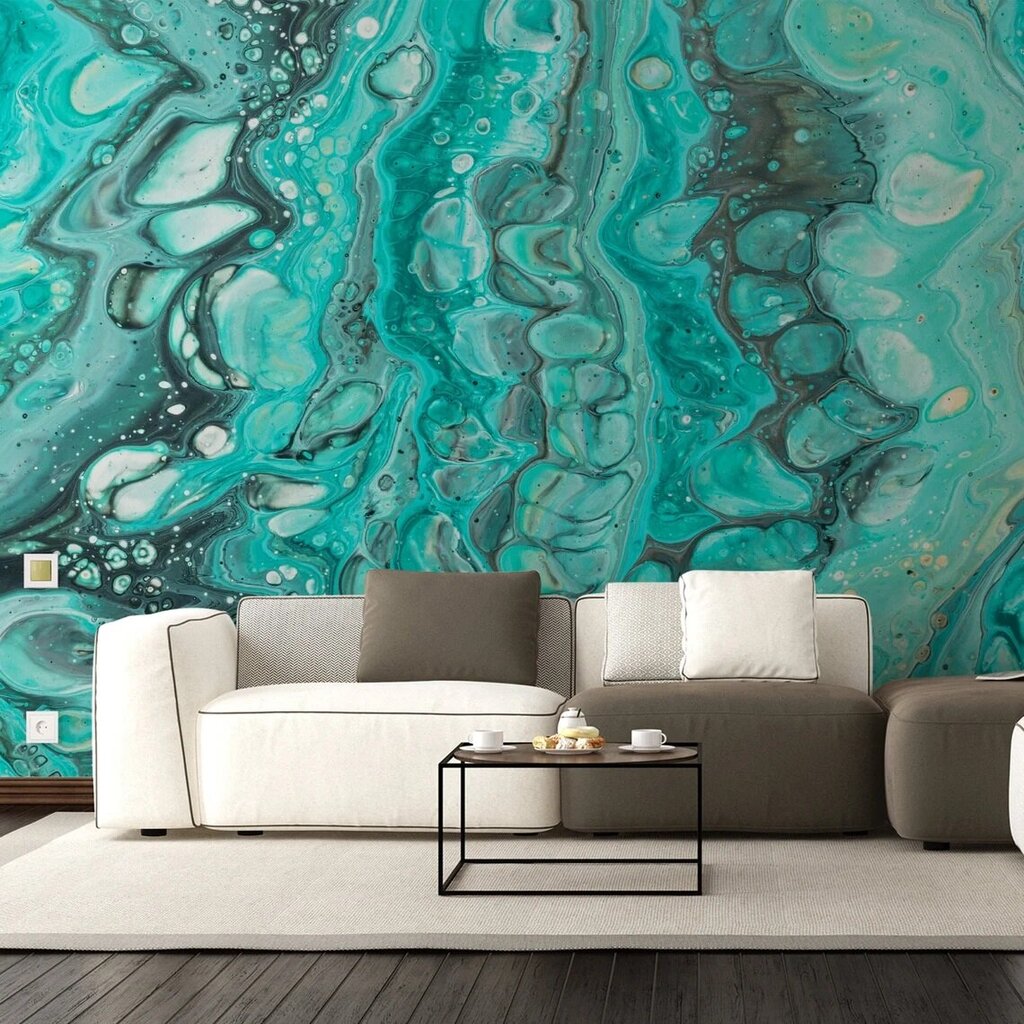 Smaragdi marmorist pilt, tapeet erkrohelise marmori, sisekujunduse mõjuga - 390 x 280 cm hind ja info | Seinakleebised | kaup24.ee