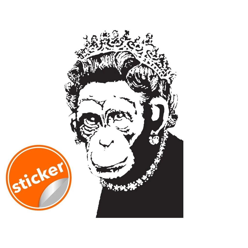 Vinüülkleebis Banksy Monkey Queen, grafiti sisekujundus – 60 x 38 cm цена и информация | Seinakleebised | kaup24.ee