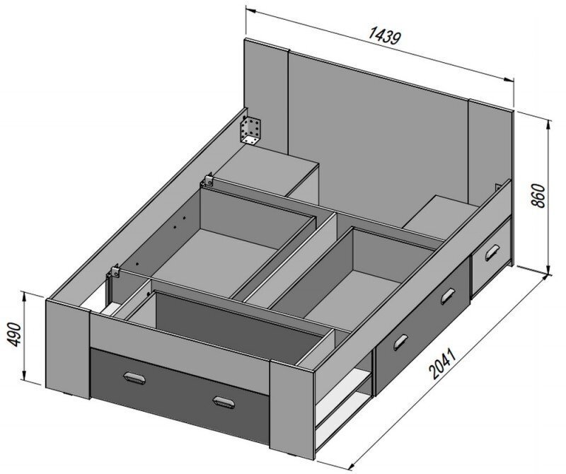 Voodi Bob BDSL02, 140 x 200 cm, valge/hall цена и информация | Voodid | kaup24.ee