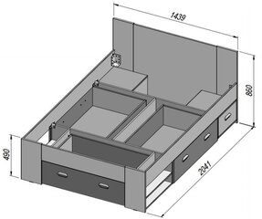 Voodi Bob BDSL02, 140 x 200 cm, pruun/valge цена и информация | Кровати | kaup24.ee