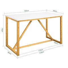 Стол SoBuy FWT72-WN, коричневый/белый цвет цена и информация | Кухонные и обеденные столы | kaup24.ee