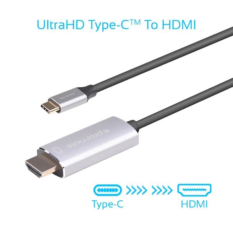 Proteadi USB-C-st HDMI-heli-videokaabel UltraHD toega, 1,8 m цена и информация | Kaablid ja juhtmed | kaup24.ee