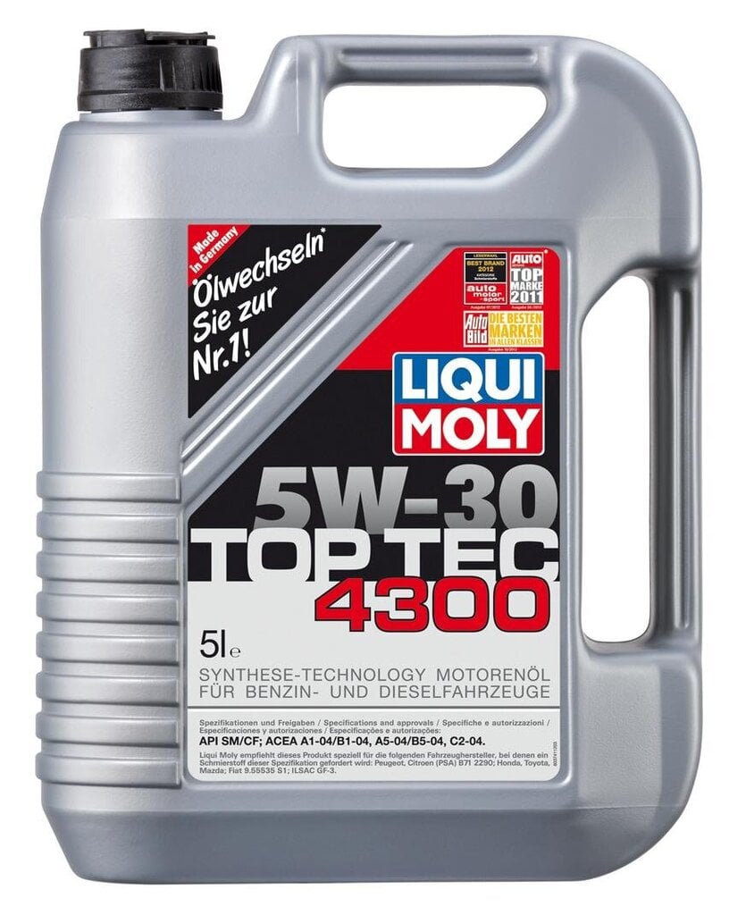 Mootoriõli Liqui Moly Top Tec 4300 5W30 C2 õli, 5 liitrit hind ja info | Mootoriõlid | kaup24.ee