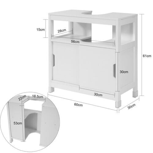 Vannitoa kapp SoBuy FRG128-II-W, valge hind ja info | Vannitoakapid | kaup24.ee