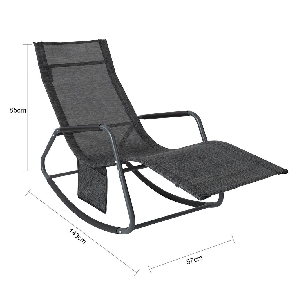 Lamamistool SoBuy OGS47-MS, must hind ja info | Päevitustoolid | kaup24.ee