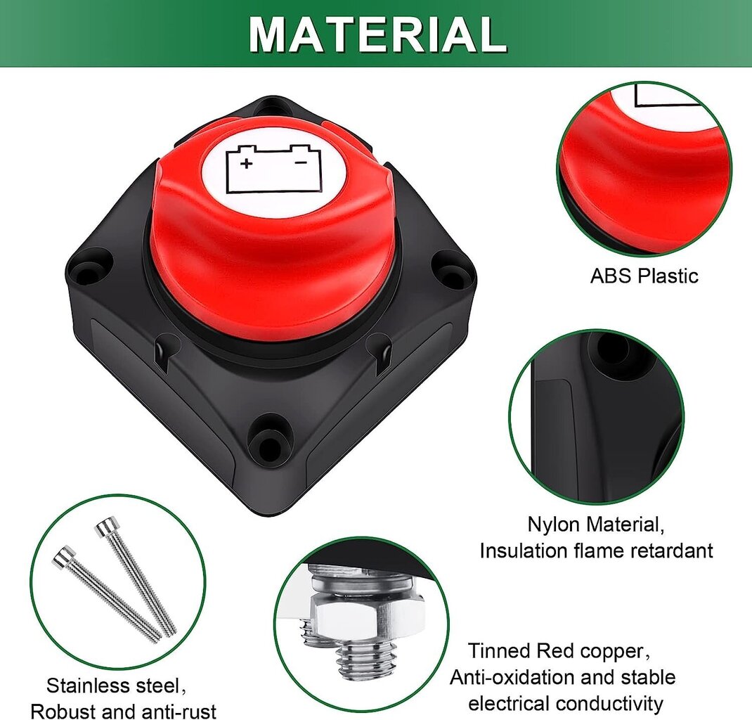 Bolatus aku eralduslüliti 12V 24V 48V aku lüliti 1-2-both, 275A pealüliti toitelüliti CABB hind ja info | Auto akulaadijad | kaup24.ee