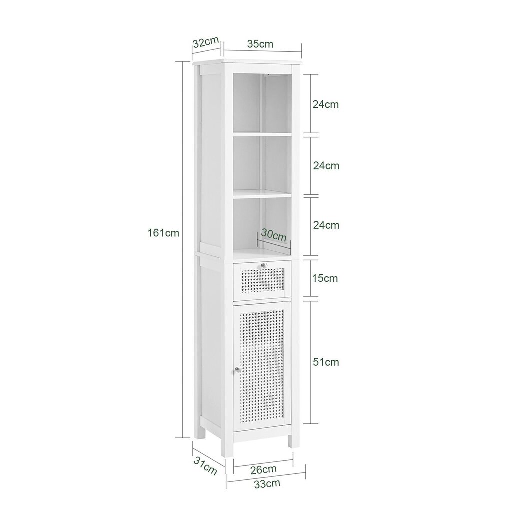 Vannitoakapp SoBuy BZR36-W, valge hind ja info | Vannitoakapid | kaup24.ee