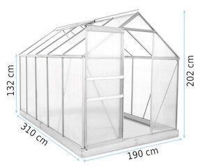 Polükarbonaadist kasvuhoone Focus Garden 003448 310 x 190 cm hind ja info | Kasvuhooned | kaup24.ee