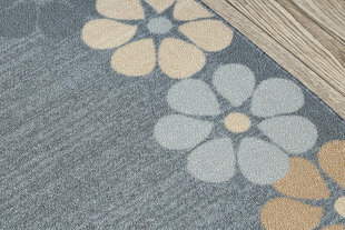 Rugsx ковровая дорожка с цветочками, серая, 90 см цена и информация | Коврики | kaup24.ee