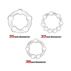 Набор из 3 колец для пениса Beaded Flexibles Clear цена и информация | Эрекционные кольца, насадки на пенис | kaup24.ee