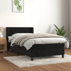 vidaXL kontinentaalvoodi madratsiga, must, 90x190 cm, samet hind ja info | Voodid | kaup24.ee