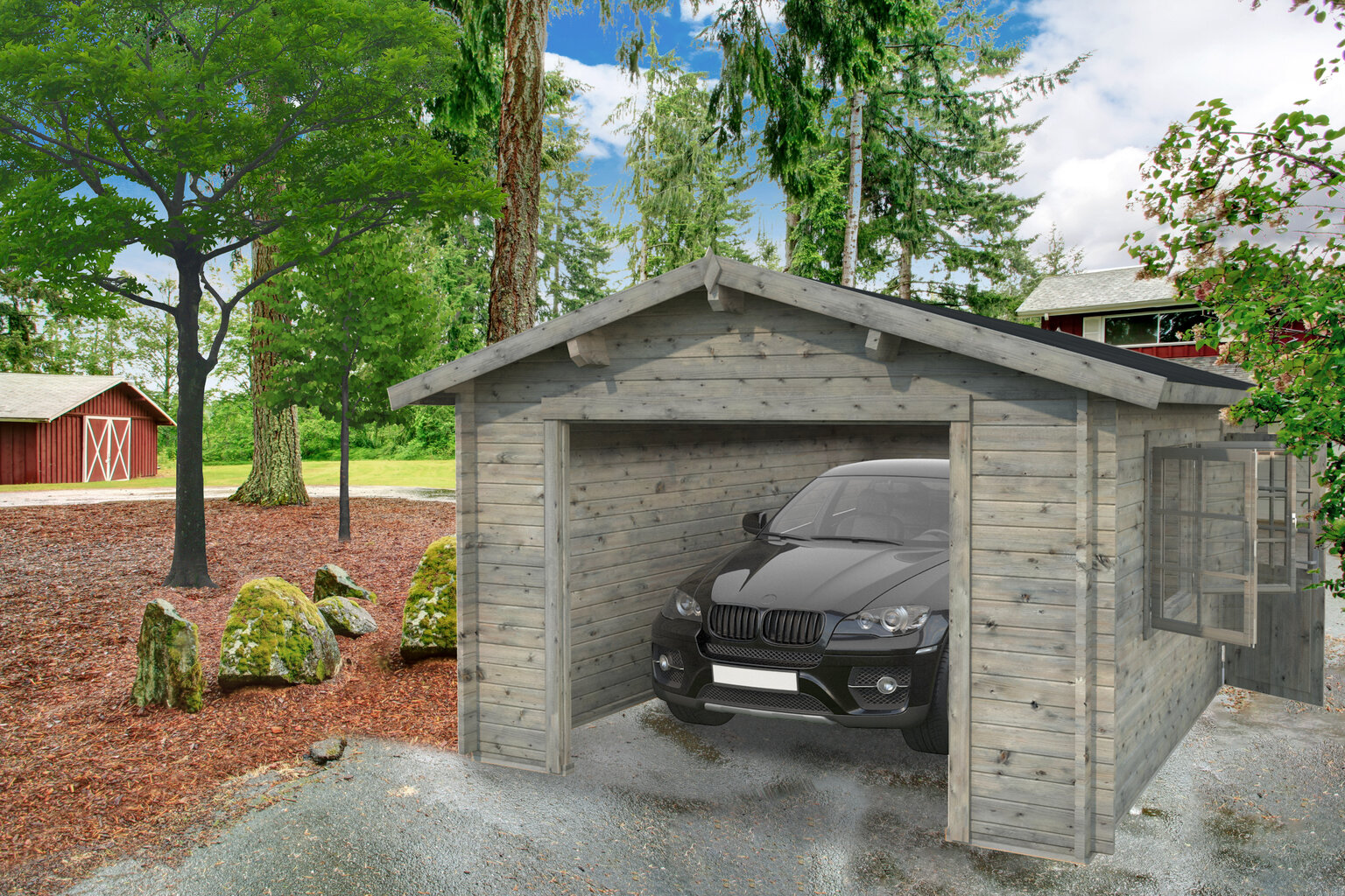 Garaaž Roger 19 m² ilma autoväravata halli puidukaitsega цена и информация | Kuurid ja aiamajad | kaup24.ee